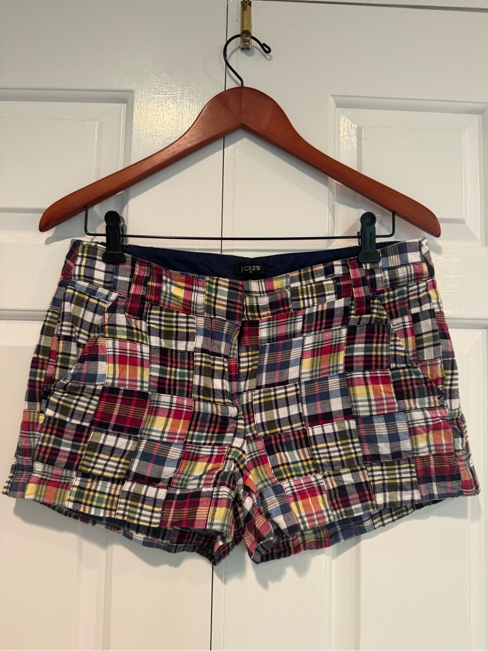 J. Crew Women's Madras City Shorts - Red, Blue, Yellow